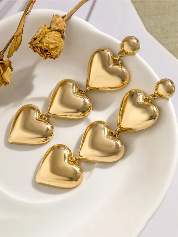 Heart Shape Solid Color Earrings Accessories Drop Earrings