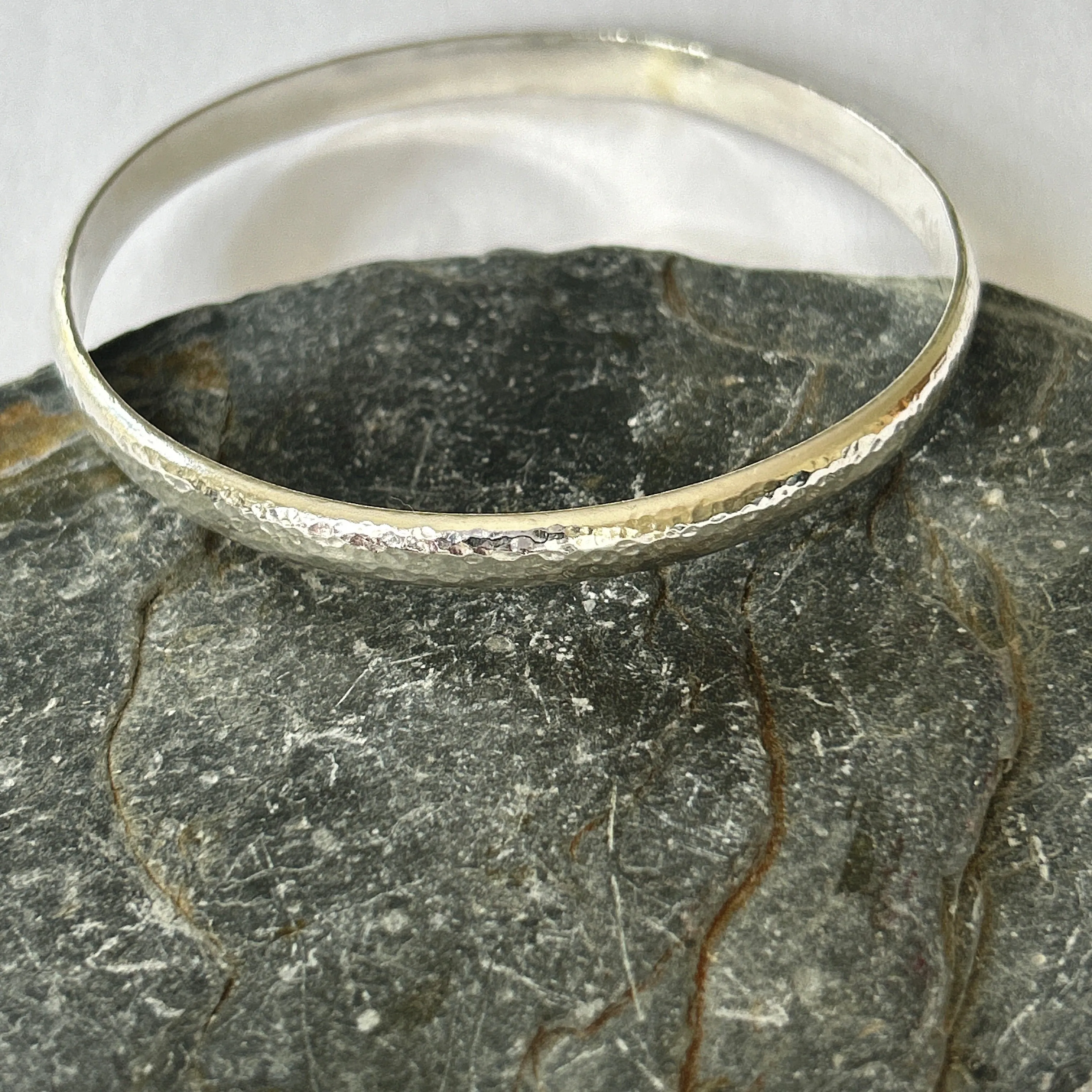 Heavy Domed Sterling Silver Bangle