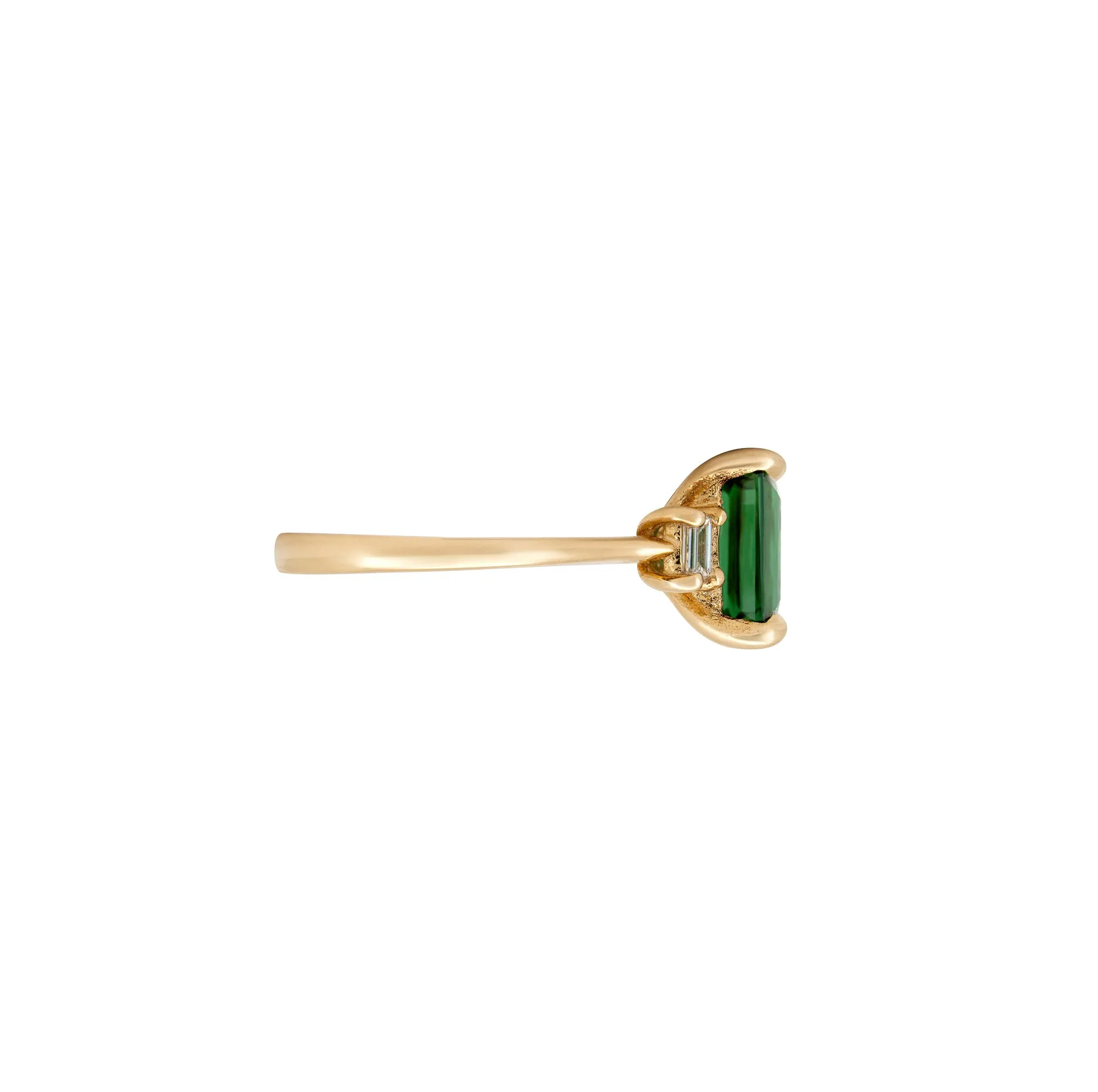 Hero Ring 1.8ct Green Tourmaline & Diamond Ring - 14k Polished Gold