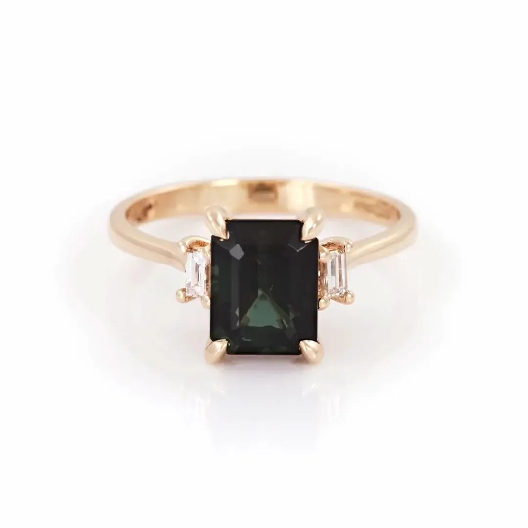 Hero Ring 1.8ct Green Tourmaline & Diamond Ring - 14k Polished Gold