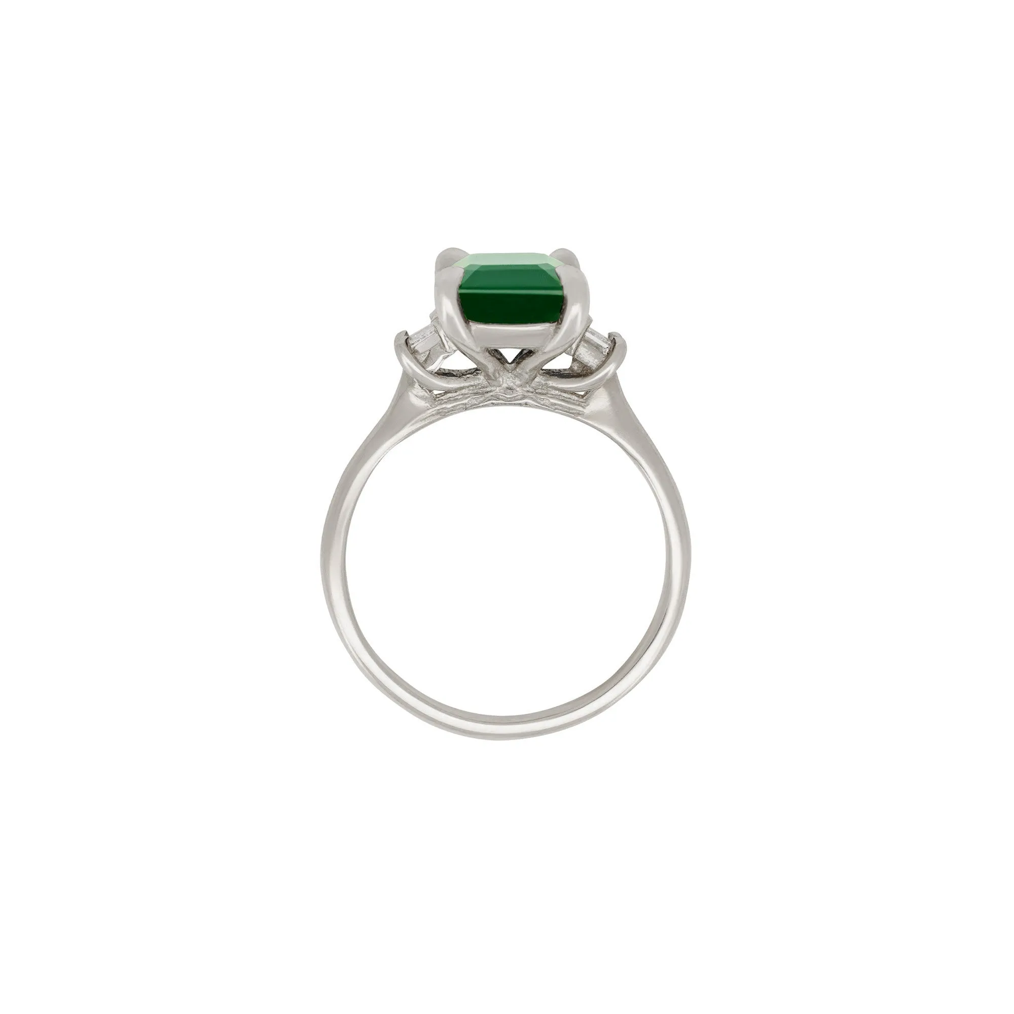 Hero Ring 1.8ct Green Tourmaline & Diamond Ring - 14k Polished White Gold