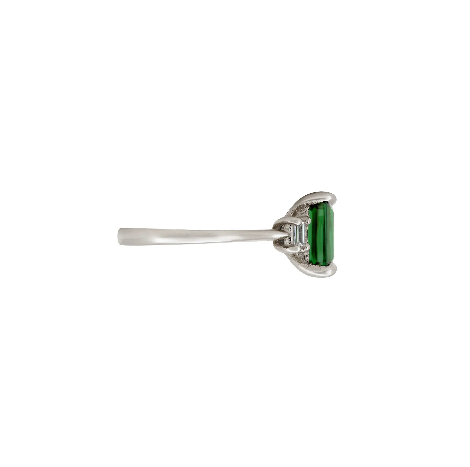 Hero Ring 1.8ct Green Tourmaline & Diamond Ring - 14k Polished White Gold