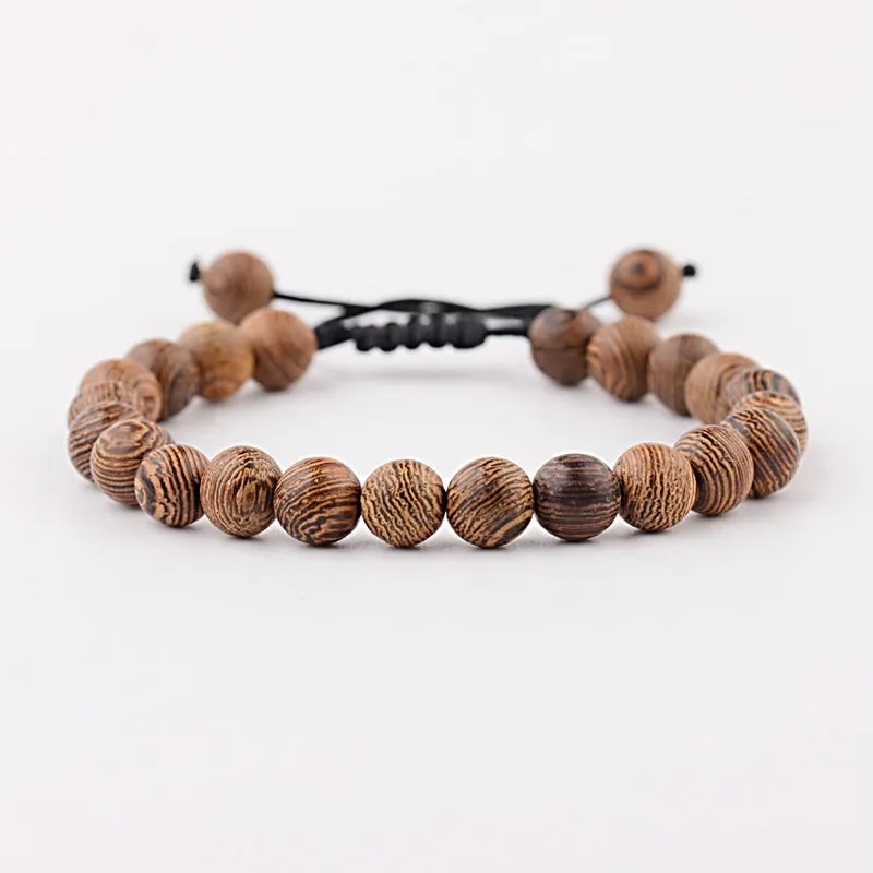 Hot Men Natural Wood Beads Cross Bracelets Onyx Meditation Prayer Bead Bracelet Women Wooden Yoga Jewelry Homme