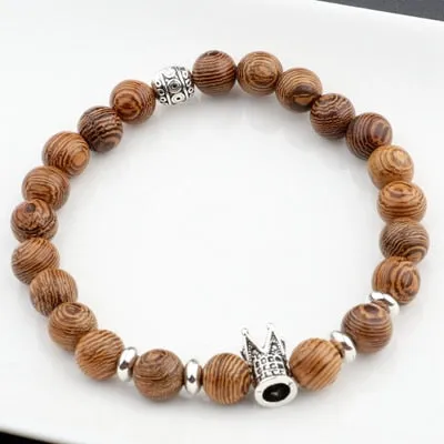 Hot Men Natural Wood Beads Cross Bracelets Onyx Meditation Prayer Bead Bracelet Women Wooden Yoga Jewelry Homme