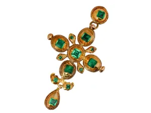 Iberian Splendor - Gold & Paste Cross Pendant