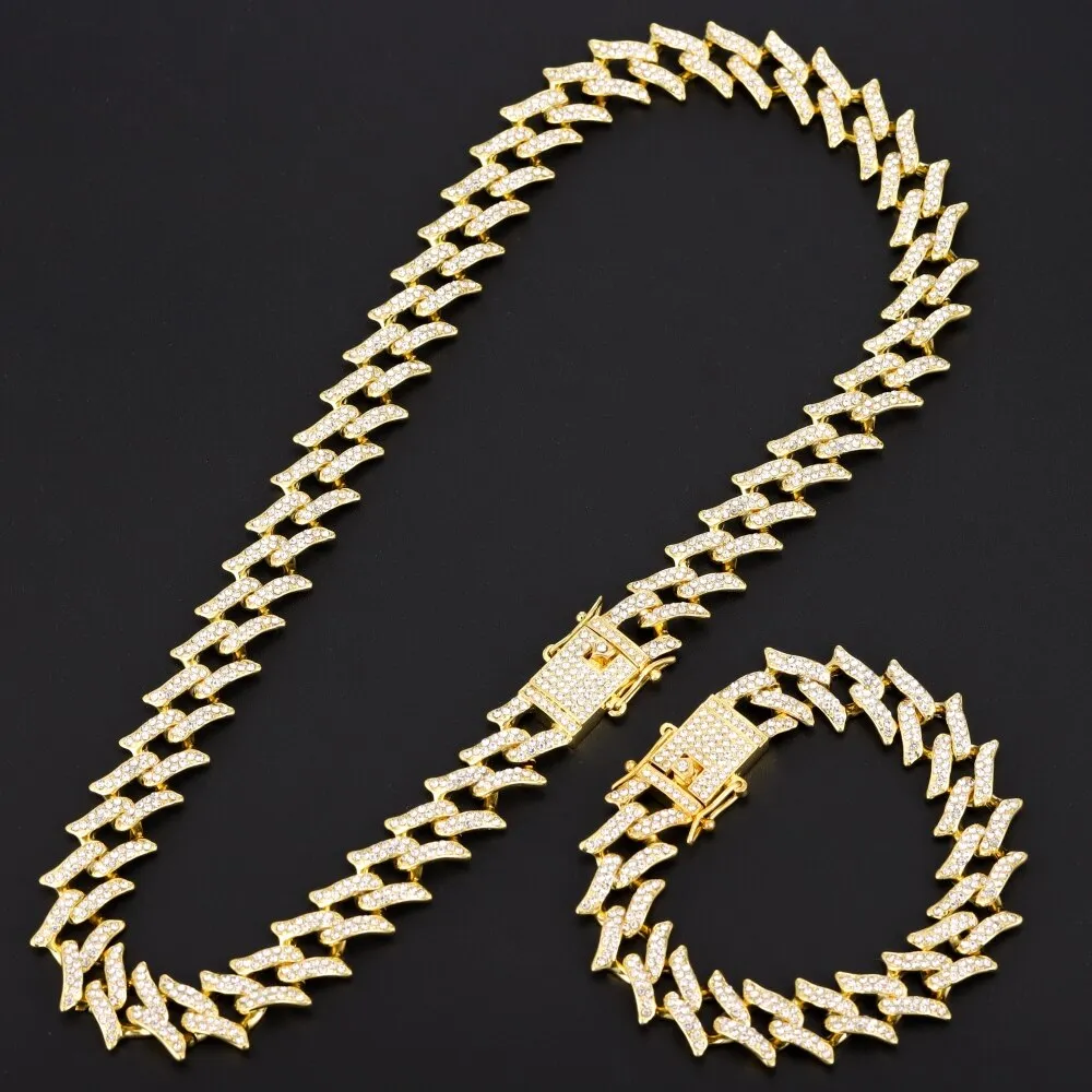 Iced Out Chain Necklace Watch Bracelet for Women Men