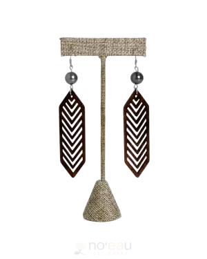 ILIHIA HAWAII LLC - Wooden Chevron w/ Mother of Pearl Bead Earring