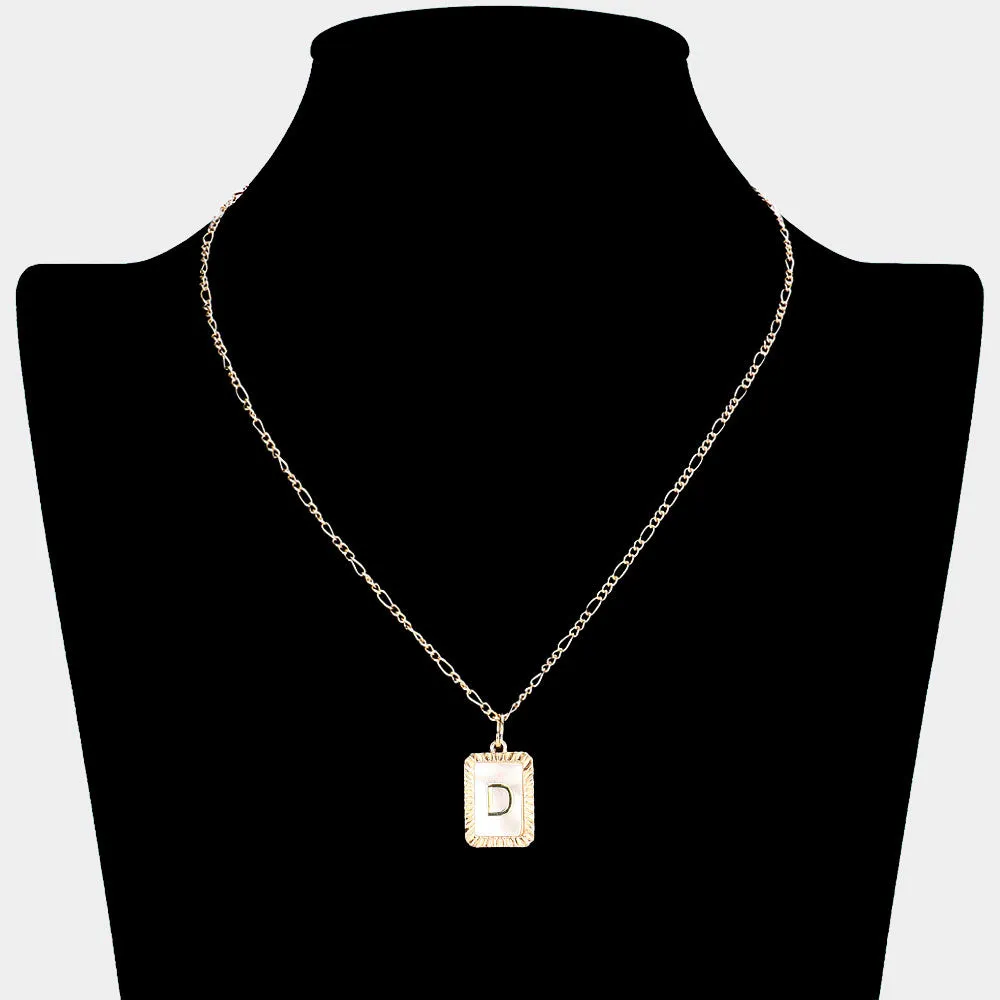 iLLASPARKZ -D- Monogram Genuine Shell Rectangle Pendant Necklace