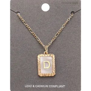 iLLASPARKZ -D- Monogram Genuine Shell Rectangle Pendant Necklace