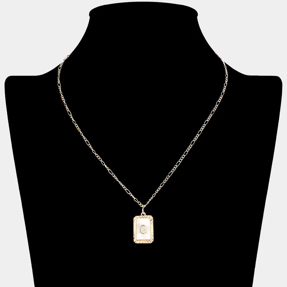 iLLASPARKZ -G- Monogram Genuine Shell Rectangle Pendant Necklace