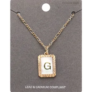 iLLASPARKZ -G- Monogram Genuine Shell Rectangle Pendant Necklace