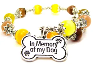 In Memory Of My Dog Cat's Eye Beaded Wrap Bracelet
