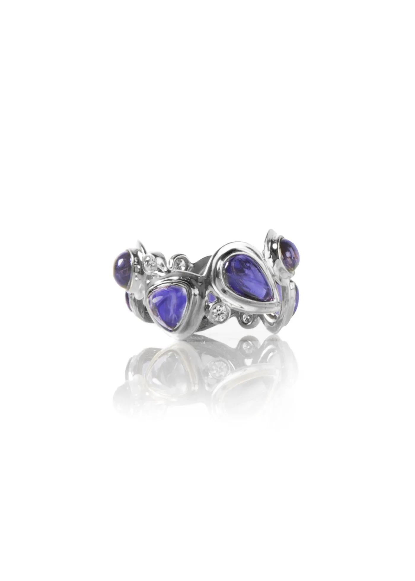 Iolite & Diamond Sterling Mosaic Band