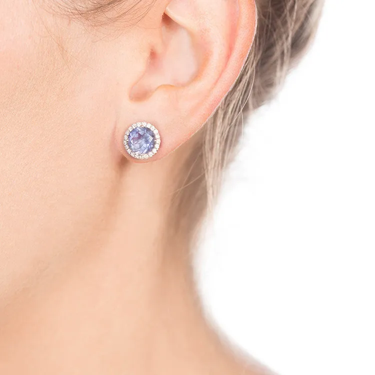Iolite And Diamond Studs