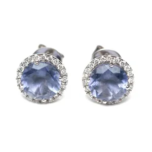 Iolite And Diamond Studs