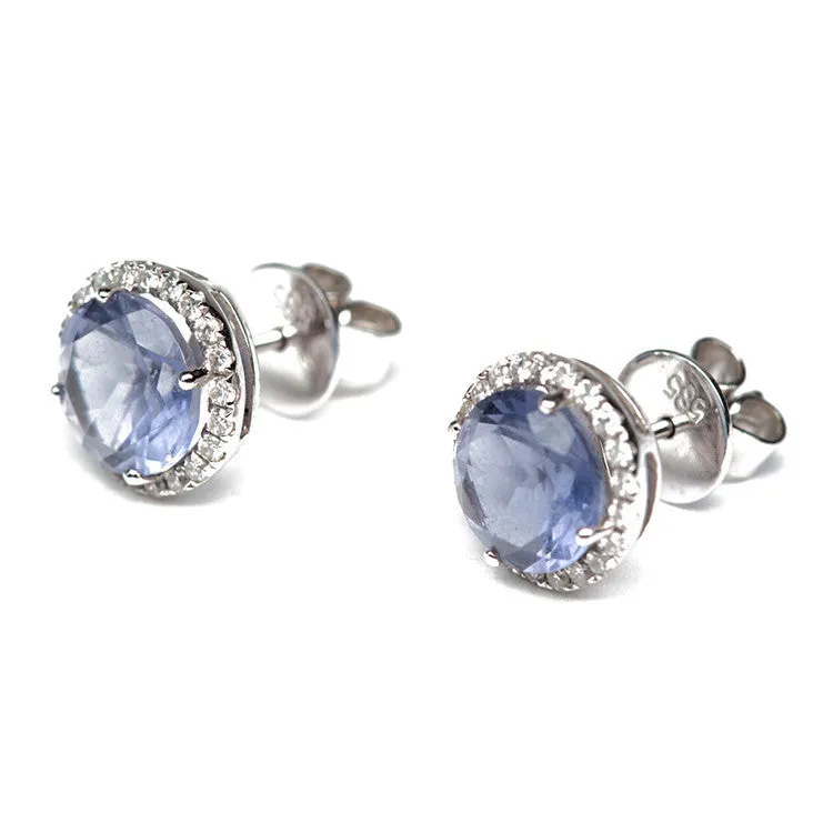 Iolite And Diamond Studs