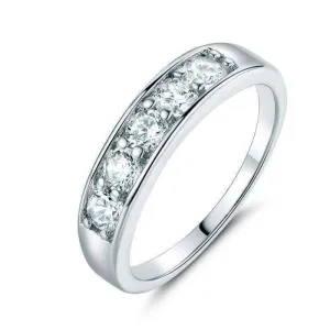 J'adore Five Stone 4mm Channel Set 1.25 ct CZ Anniversary & Wedding Band Ring 14K White Gold for Women
