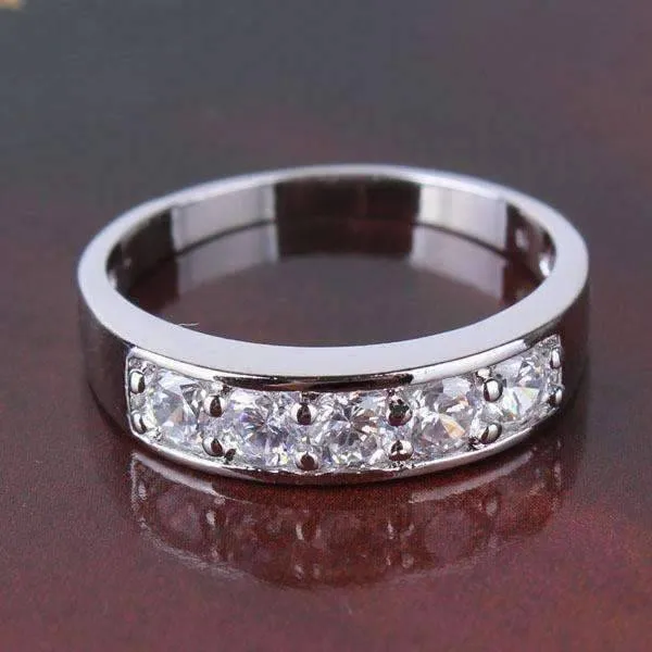 J'adore Five Stone 4mm Channel Set 1.25 ct CZ Anniversary & Wedding Band Ring 14K White Gold for Women