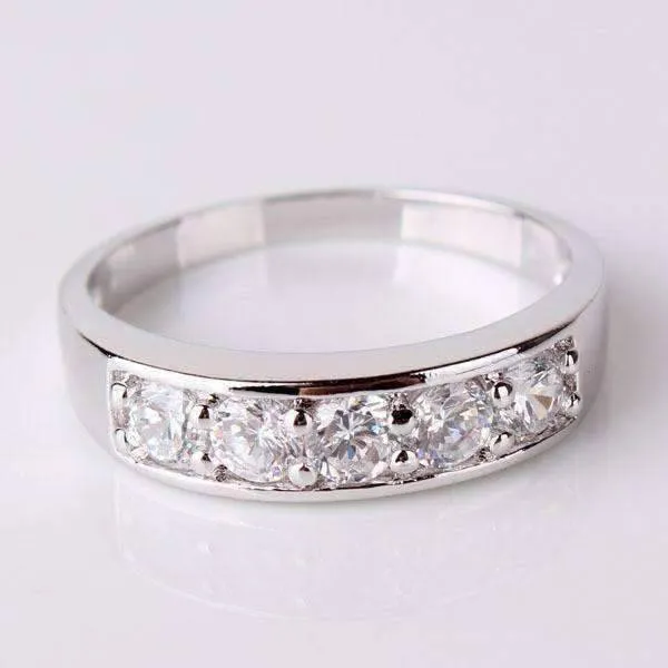 J'adore Five Stone 4mm Channel Set 1.25 ct CZ Anniversary & Wedding Band Ring 14K White Gold for Women