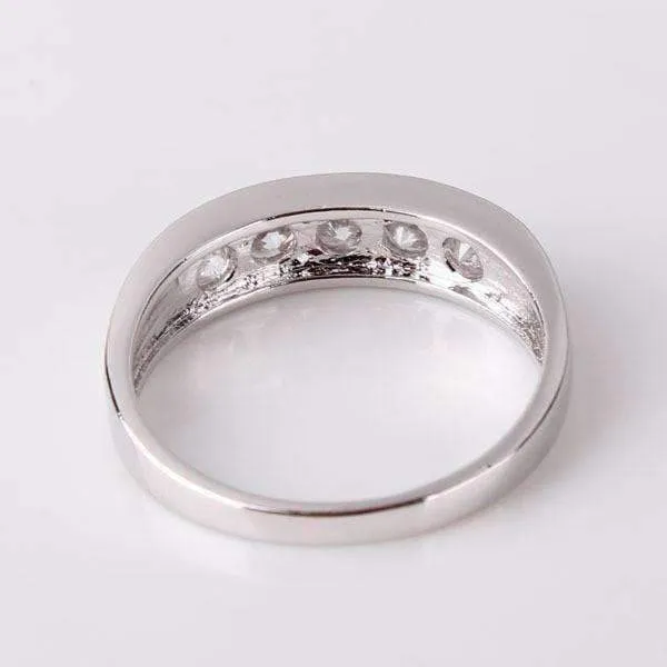 J'adore Five Stone 4mm Channel Set 1.25 ct CZ Anniversary & Wedding Band Ring 14K White Gold for Women