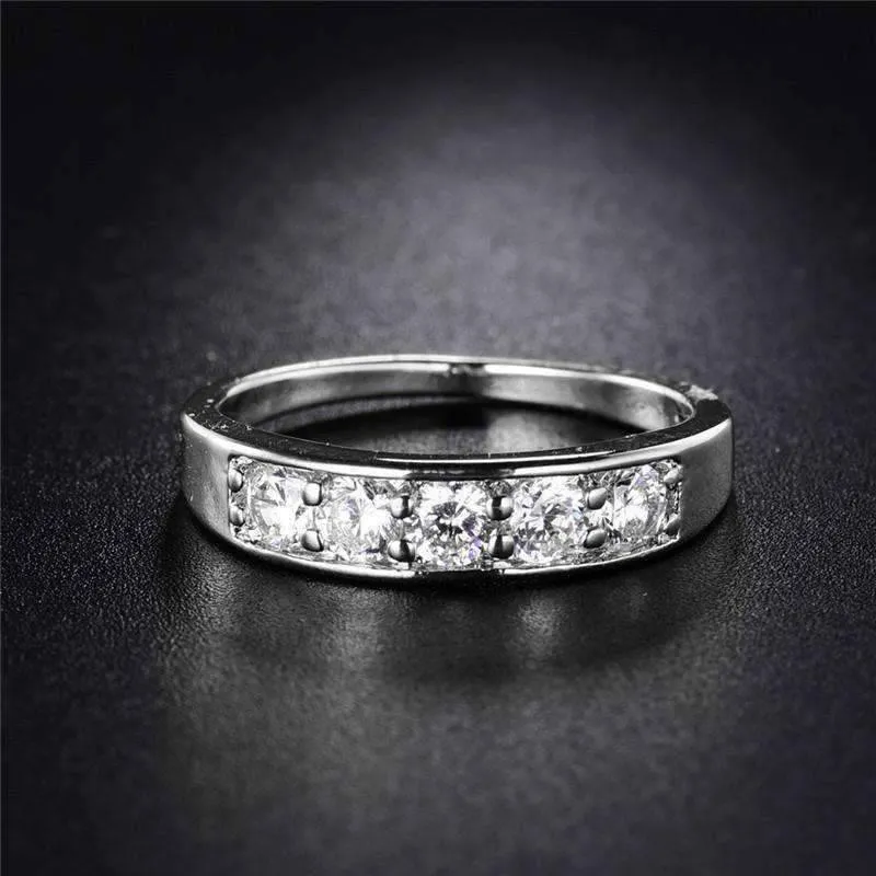 J'adore Five Stone 4mm Channel Set 1.25 ct CZ Anniversary & Wedding Band Ring 14K White Gold for Women