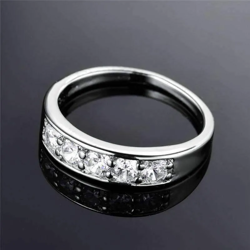 J'adore Five Stone 4mm Channel Set 1.25 ct CZ Anniversary & Wedding Band Ring 14K White Gold for Women