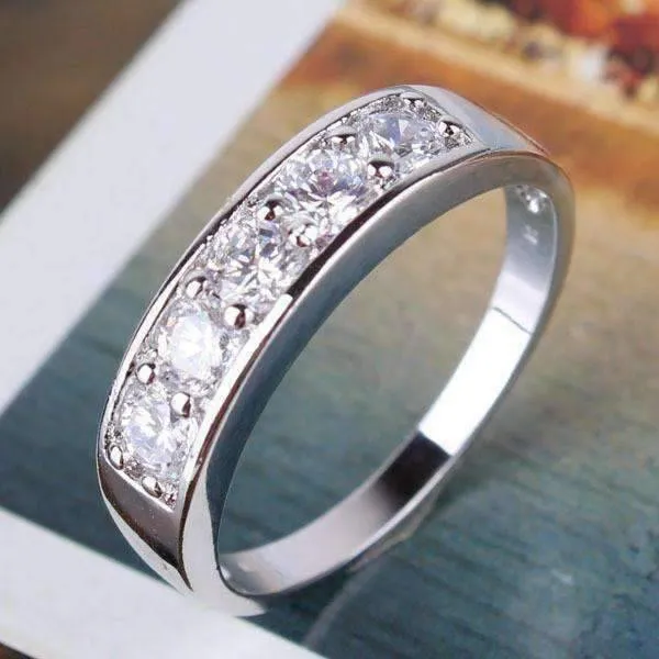 J'adore Five Stone 4mm Channel Set 1.25 ct CZ Anniversary & Wedding Band Ring 14K White Gold for Women