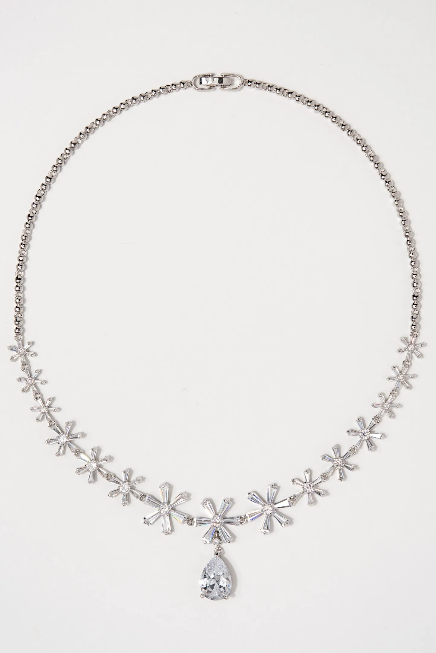 Jenna Glam Cubic Z Necklace Set - Silver