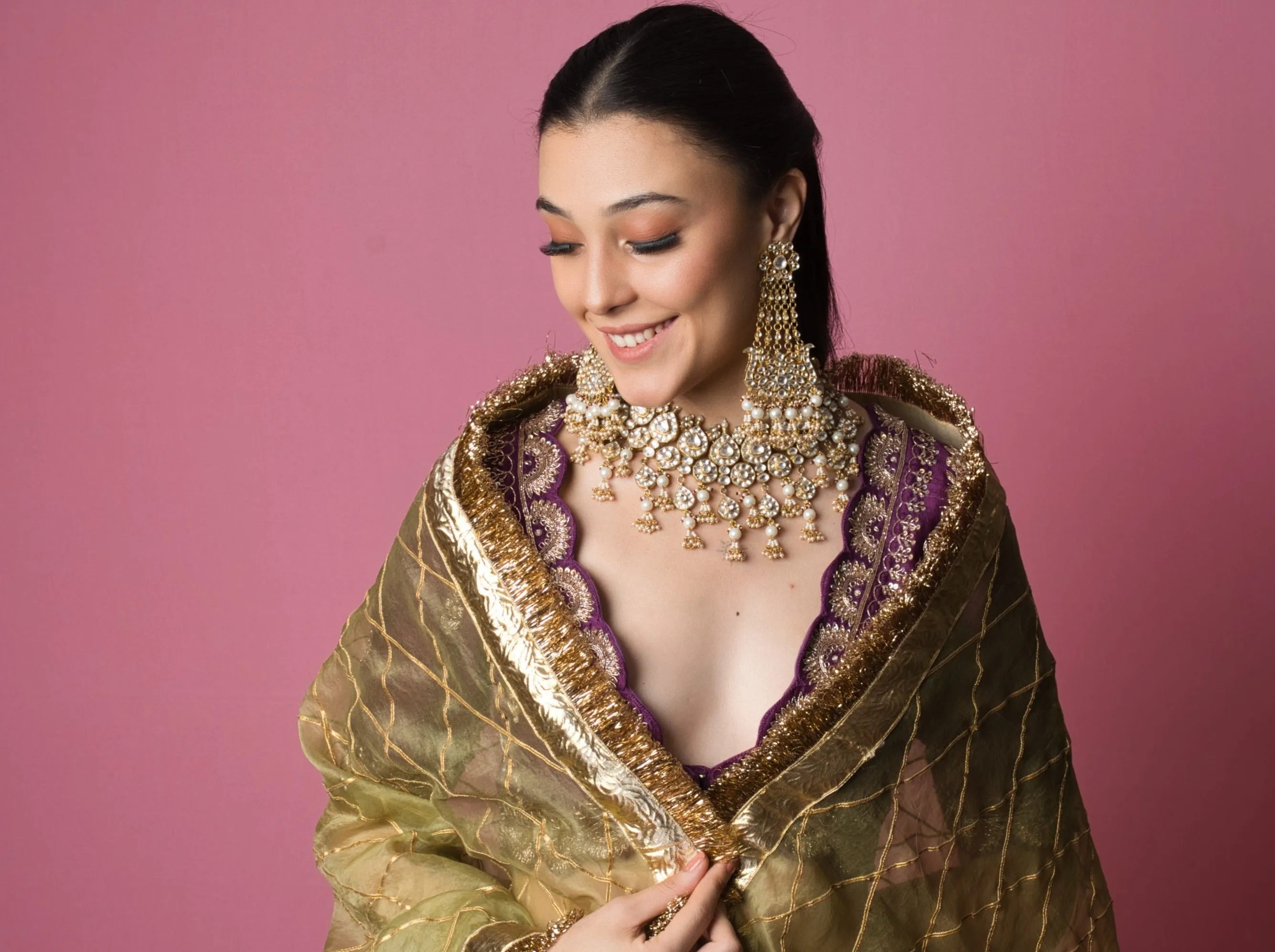 Kalki Bridal Kundan Jewellery Set - with Jhoomar Earrings