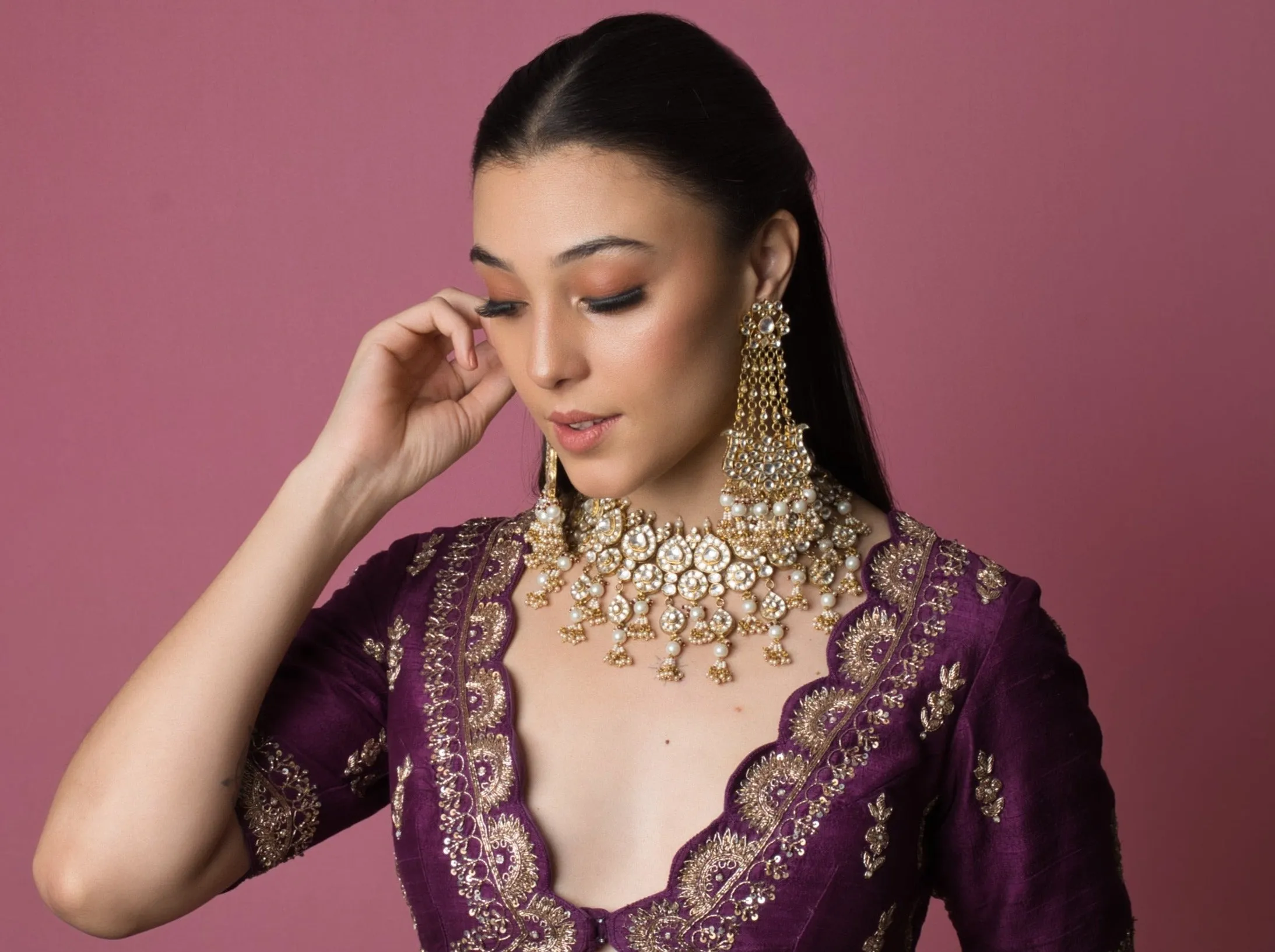 Kalki Bridal Kundan Jewellery Set - with Jhoomar Earrings