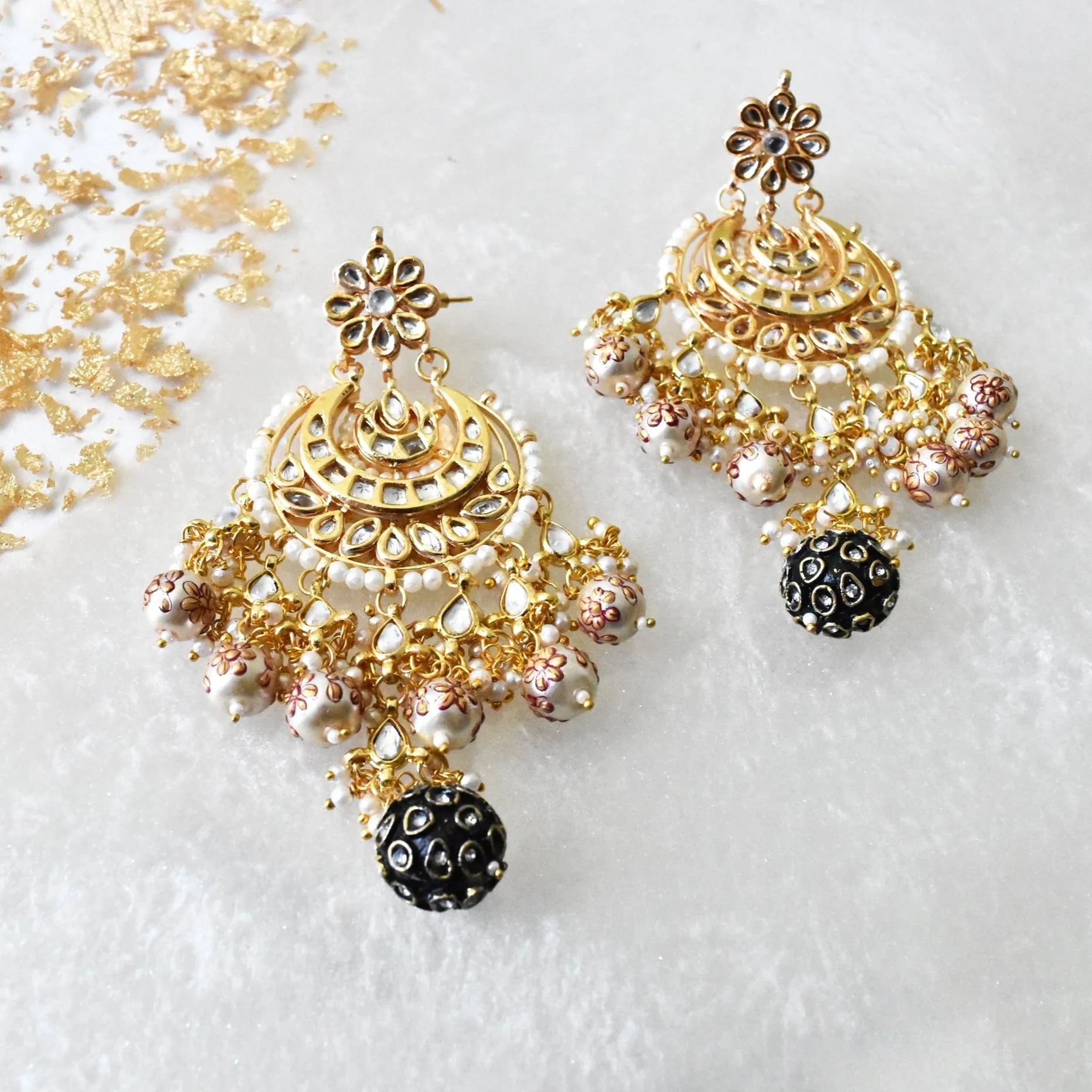 Kamishka Kundan Pearl Earrings