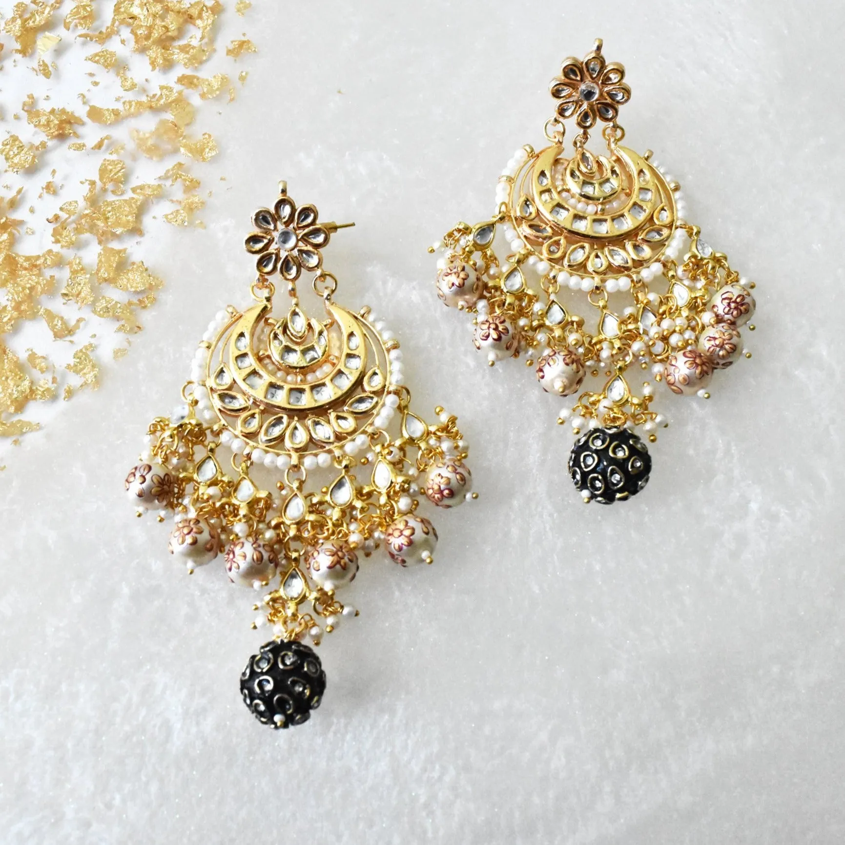 Kamishka Kundan Pearl Earrings