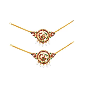 Kemp Baju Band Pair - 8 Inches | Bharatanatyam Jewelry/ Multicolour Stone Jewellery for Dance/ 60 Gms
