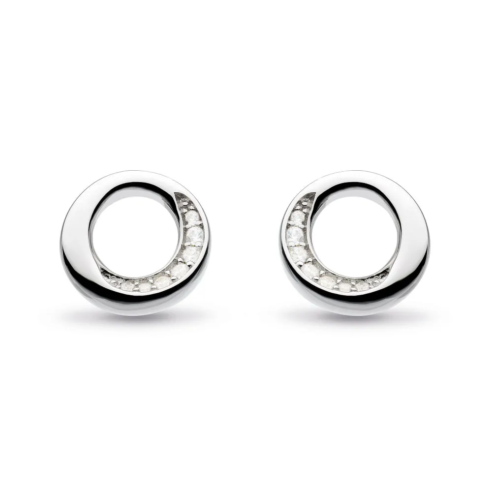 Kit Heath Sterling Silver Bevel Cirque Pave CZ Stud Earrings