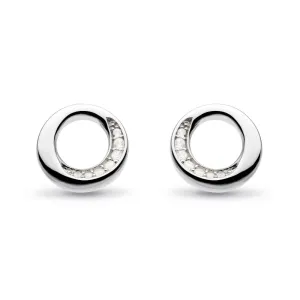 Kit Heath Sterling Silver Bevel Cirque Pave CZ Stud Earrings