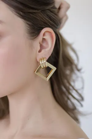 Kylie Square Drop Earrings Gold