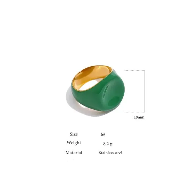 Larissa Enamel Ring - 18K Gold Coated