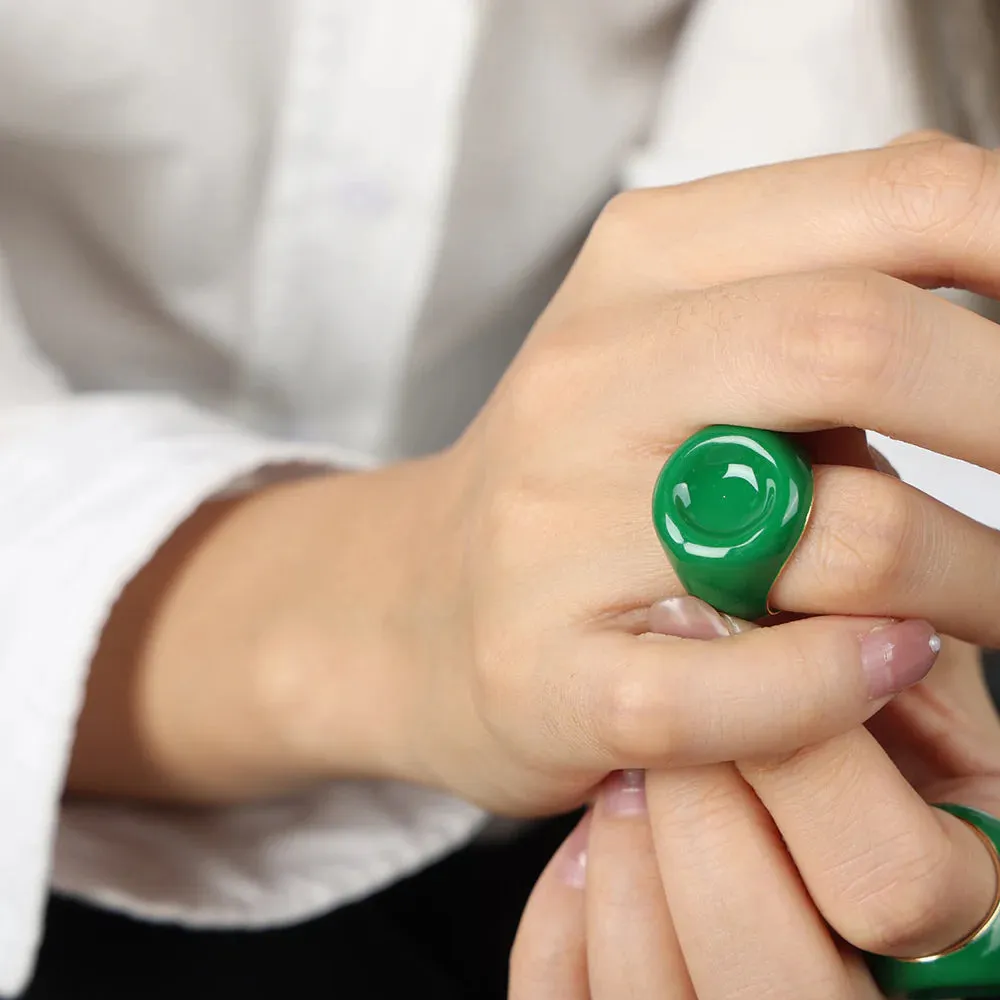 Larissa Enamel Ring - 18K Gold Coated