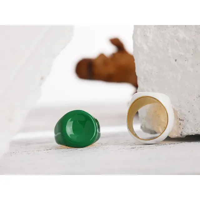 Larissa Enamel Ring - 18K Gold Coated