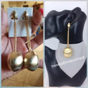 Latest drop-earrings in 18k gold electroplating. Top quality made hypoallergenic. Long lasting. Light weight earrings