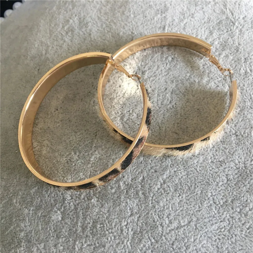 Leopard Print Hoop Earrings