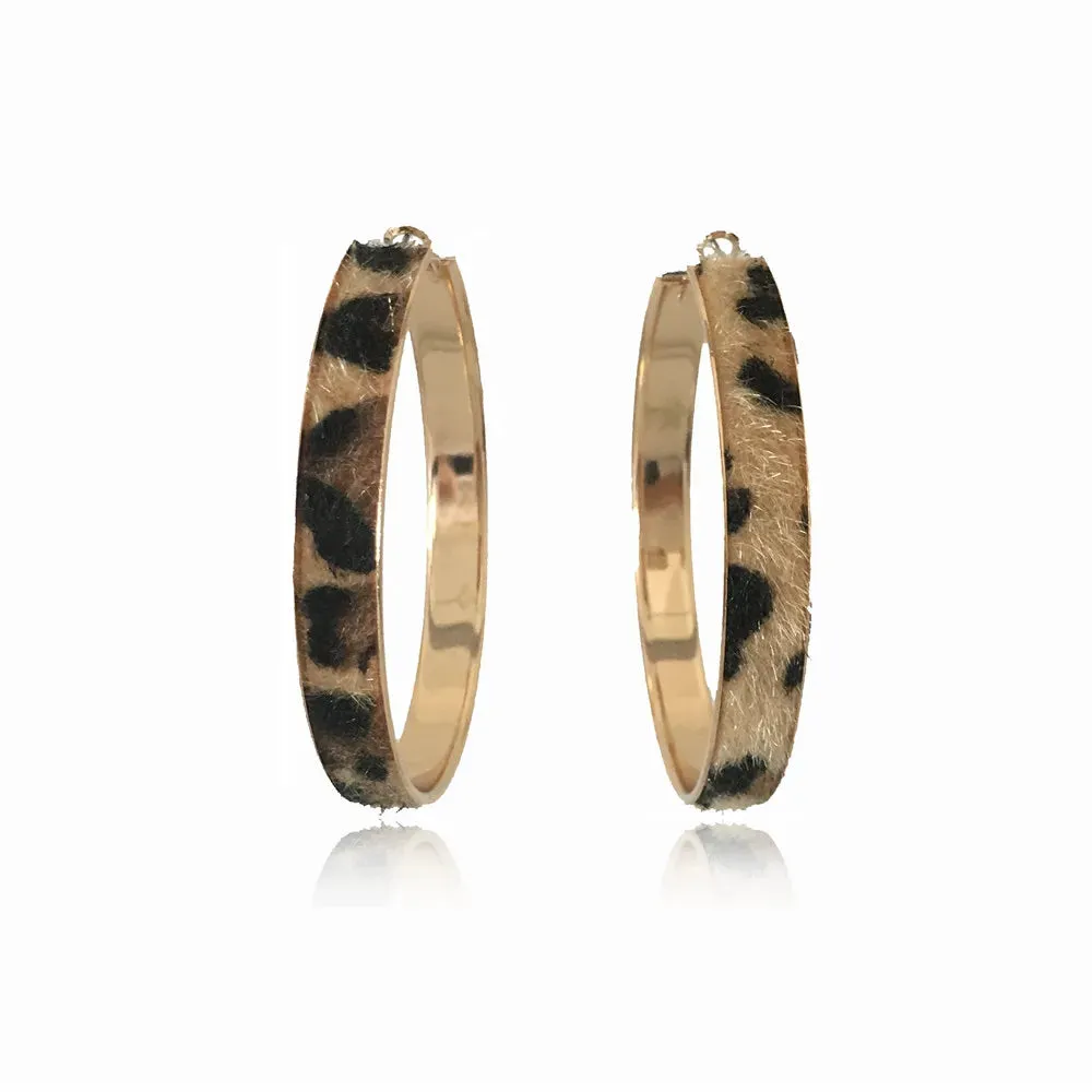Leopard Print Hoop Earrings