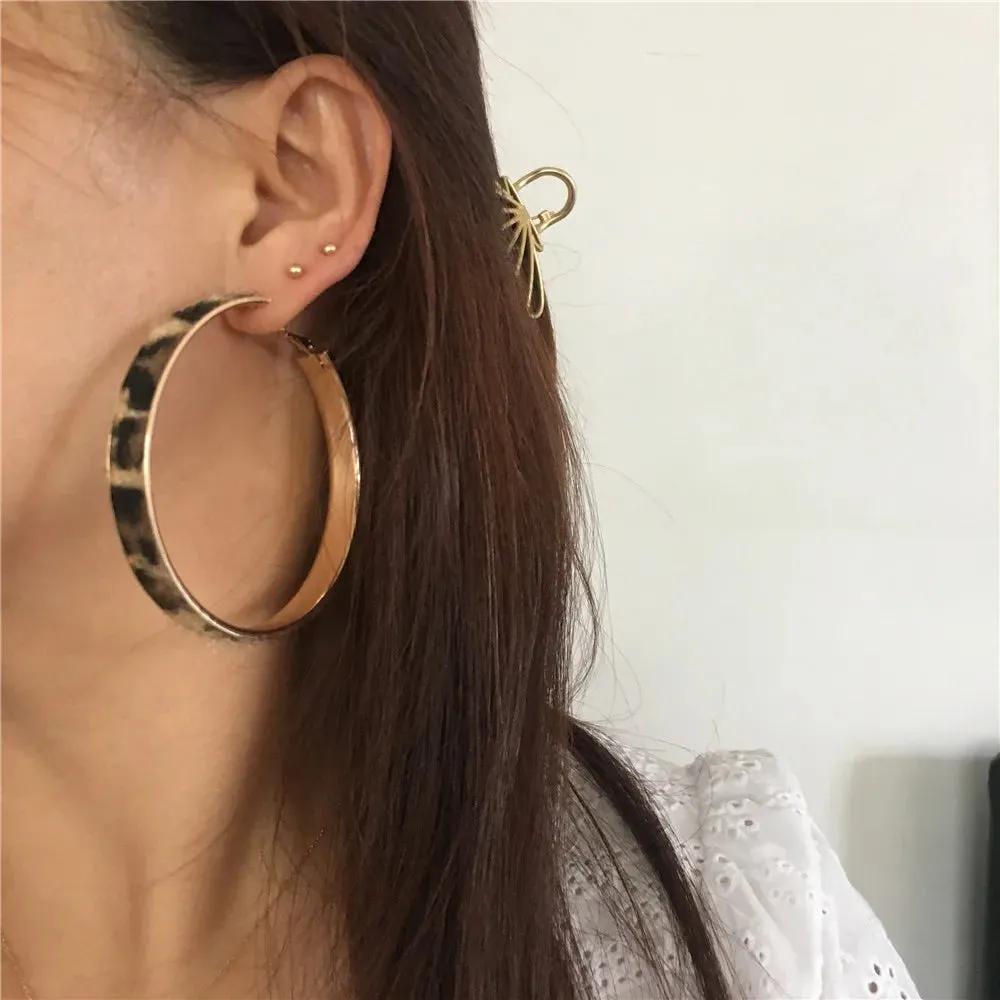 Leopard Print Hoop Earrings
