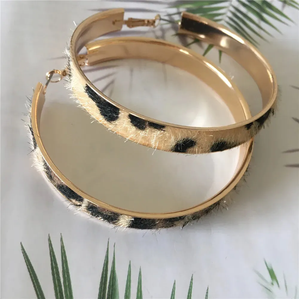 Leopard Print Hoop Earrings