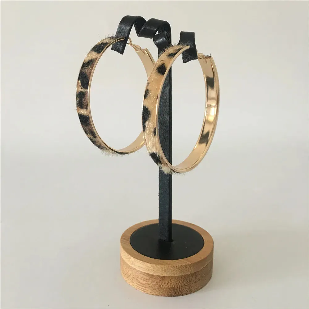Leopard Print Hoop Earrings