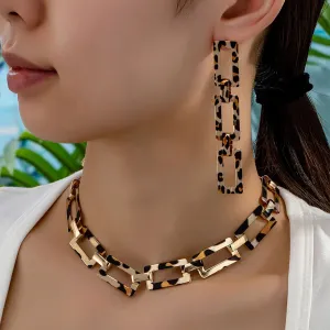 Leopard Print Punk Thick Chain Necklace