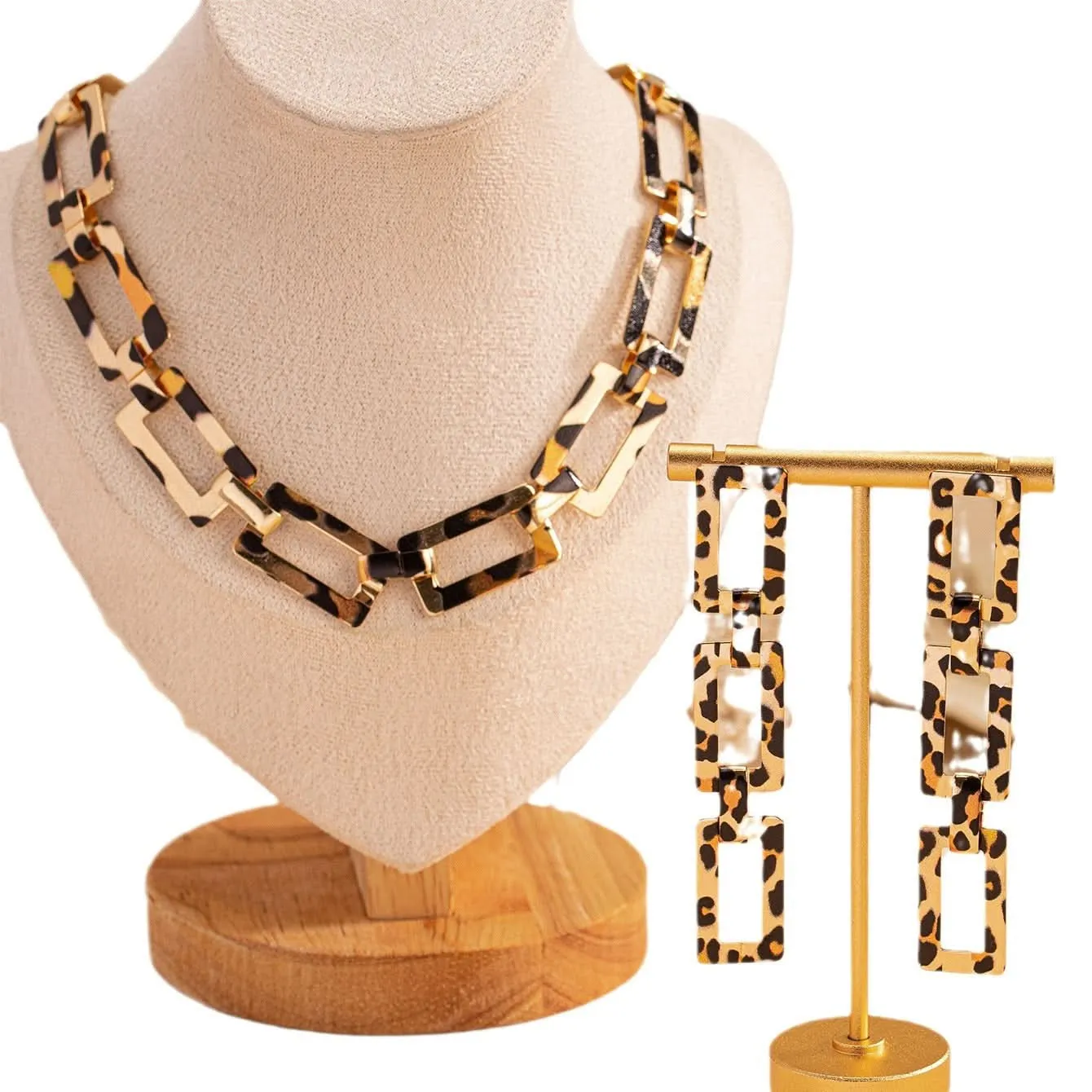 Leopard Print Punk Thick Chain Necklace