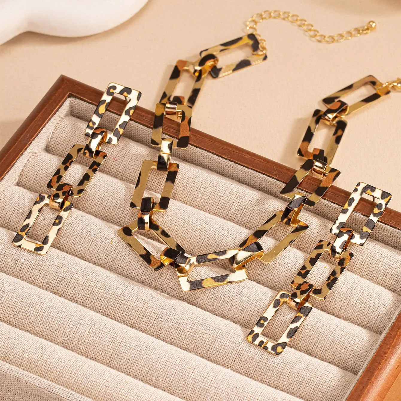 Leopard Print Punk Thick Chain Necklace