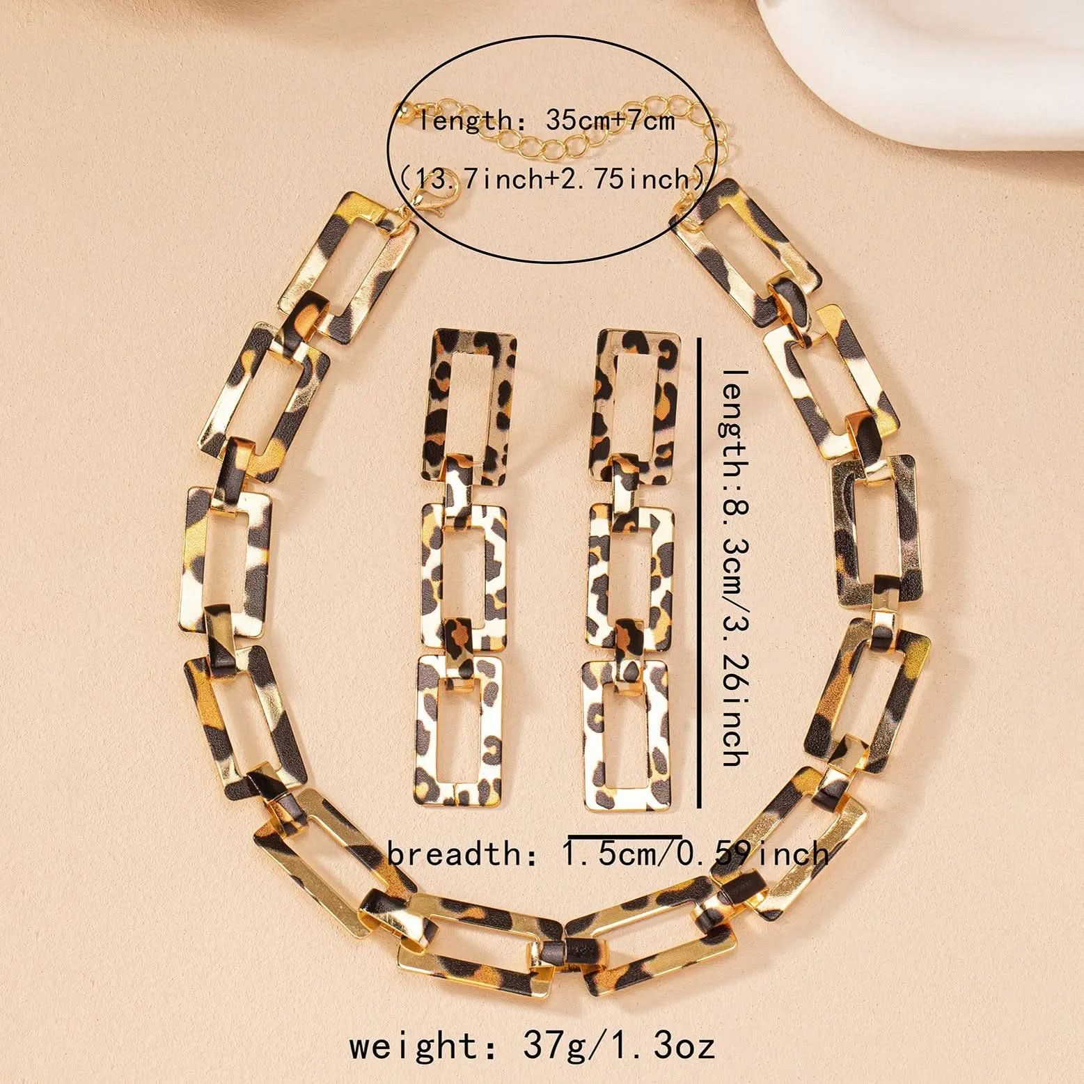 Leopard Print Punk Thick Chain Necklace