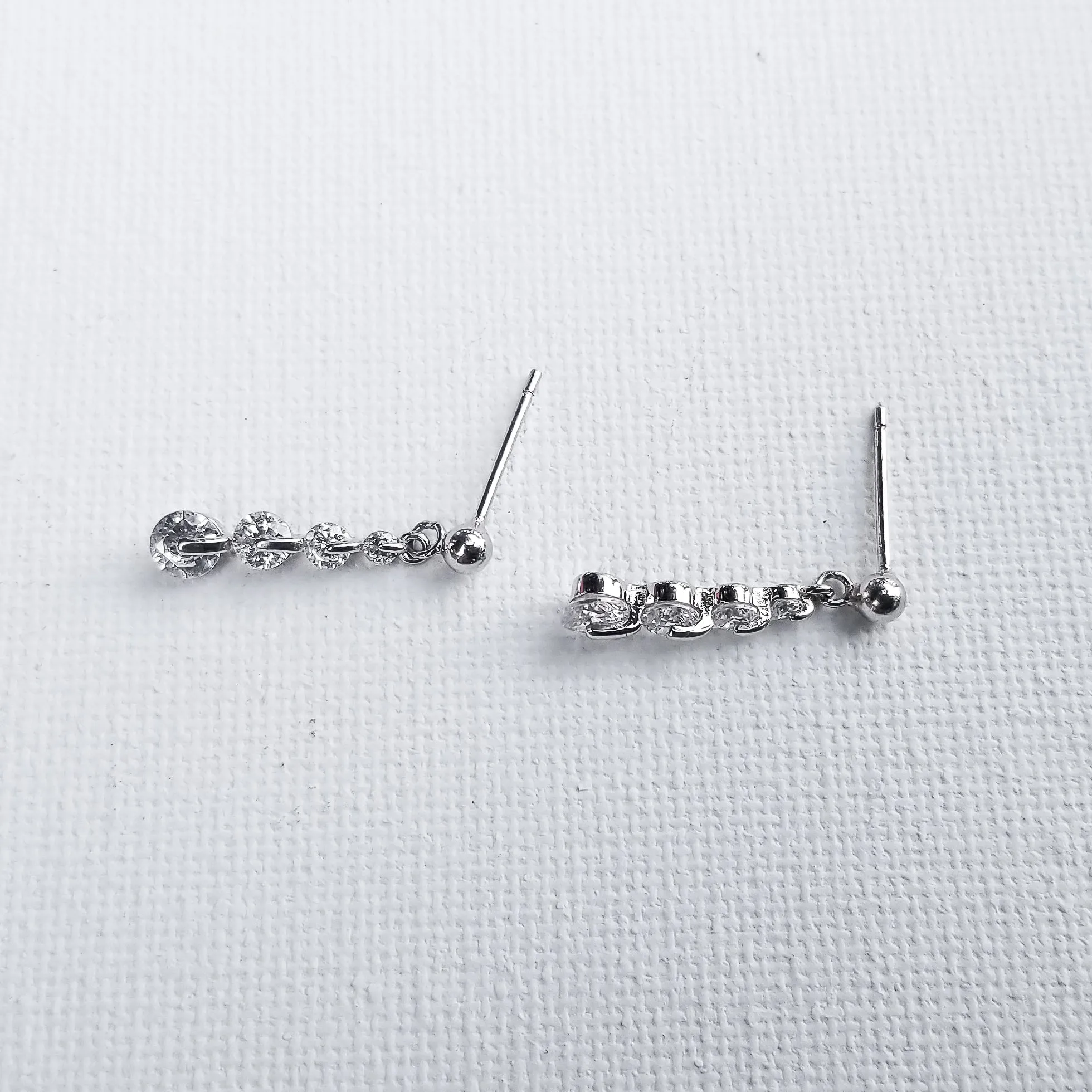Linear Drop Cubic Zirconia Earrings
